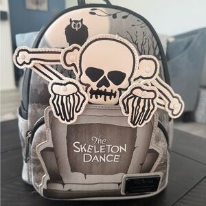 NWT The Skeleton Dance 95th Anniversary Glow Mini Loungefly Backpack Disney